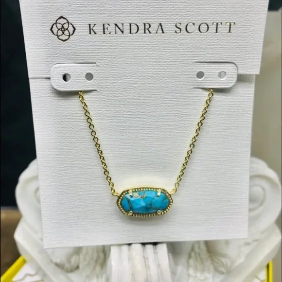 Kendra Scott Jewelry Nwt Elisa Gold Bronze Veined Turquoise